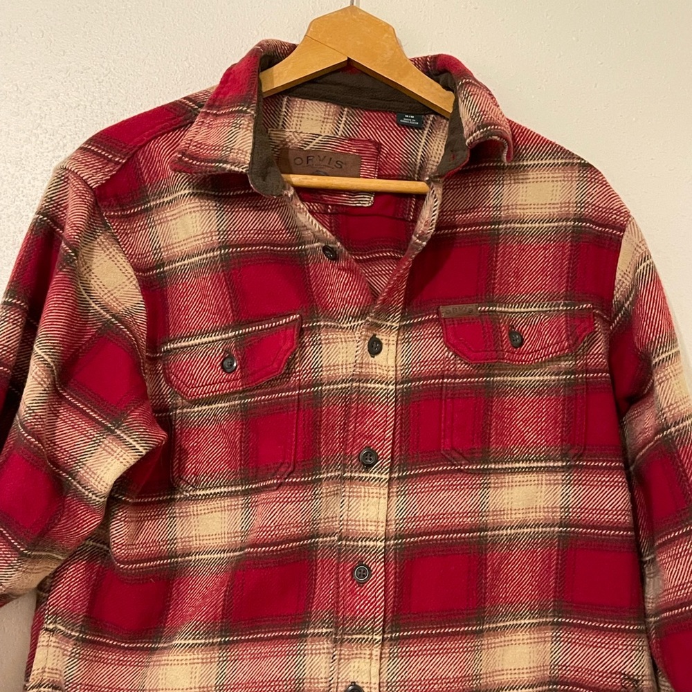Orvis Classic Fit Heavyweight Flannel Shirt w/Pockets Men's Size Med - Red